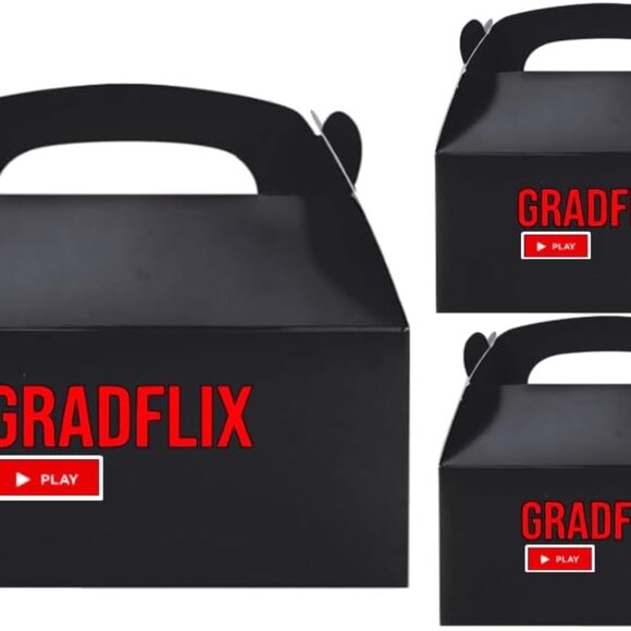 Gradflix Movie Theme Party Custom Gabel Favor Boxes, Graduation party Favors Bla - Picture 3 of 3